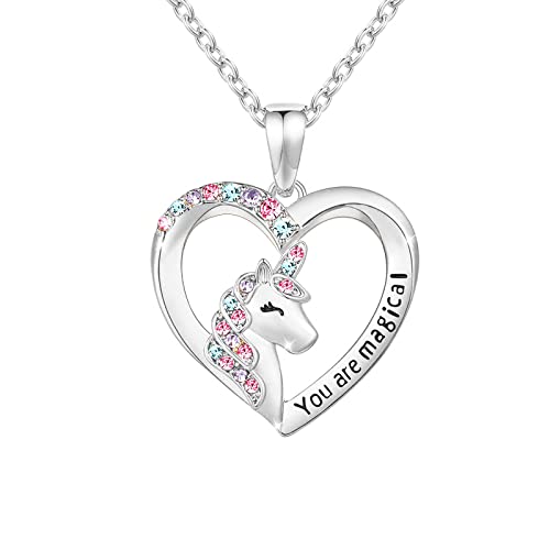 MAKOBLESSMOMO Einhorn Herz Halskette für Mädchen, You are Magical Einhorn Schmuck Geschenke für Mädchen Mütter Tochter Enkelin Nichte Cover