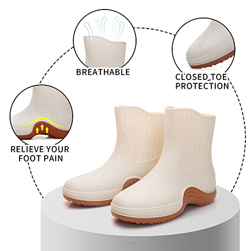 Hsbdnzq Rain Boots For Women, Waterproof Garden Boots Womens Ankle Rain Boots Ladies Short Rubber Rainboots, Anti-Slip Chelsea Booties Lightweight Work Rain Shoes With Comfort Insole For Outdoor #TOP3
