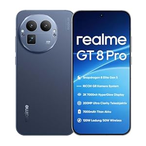 realme GT 8 Pro 5G Smartphone Ohne Vertrag, Snapdragon 8 Elite Gen 5, 12GB + 256GB, 6,79" QHD+ 144Hz AMOLED Display, 7000mAh, 120W SuperVOOC + 50W Wireless, 200MP Teleobjektiv + 50MP, Blau