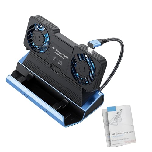 Eminchu Station d'accueil pour Console de Jeu Portable 9 en 1, Station de Chargement de Type C PD 100 W, d'accueil pour Accessoires de Jeu avec Deux Ventilateurs et HD2.0, Idéale pour les