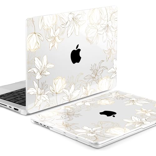 DONGKE Case for MacBook Pro 14 Inch (2026-2021 Release, M5 M4 M3 M2 M1 Pro/Max Chip), Plastic Slim Hard Shell Protective Cover with Keyboard Cover & Screen Protector, Golden Floral by DONGKE - Image 8