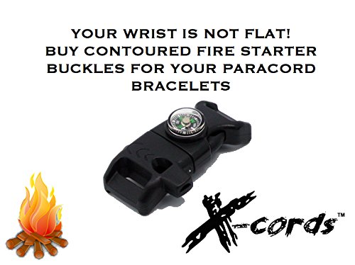 X-Cords Emergency Fire Starter Buckle Contoured 1/2 To Make Paracord Bracelet Includes Paracord 850-Use With 550 And 750 Cord. (One Fire Starter Buckle) #TOP6