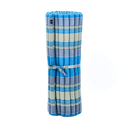 Image of Leewadee - Foldable Floor Mattress - Japanese Roll Up Futon -Trifold Tatami Mat- Guest Floor Bed - Camping Mattress - Thai Massage Mat, Kapok Filled, 75 x 39 inches, Light Blue