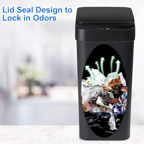 Anborry Bathroom Automatic Trash Can 3 Pack 2.2 Gallon Motion Sensor Touchless Small Slim Garbage Can with Lid Smart Electric Narrow Garbage Bin for Bedroom Living Room Office Kitchen (Black) by Anborry - Image 3