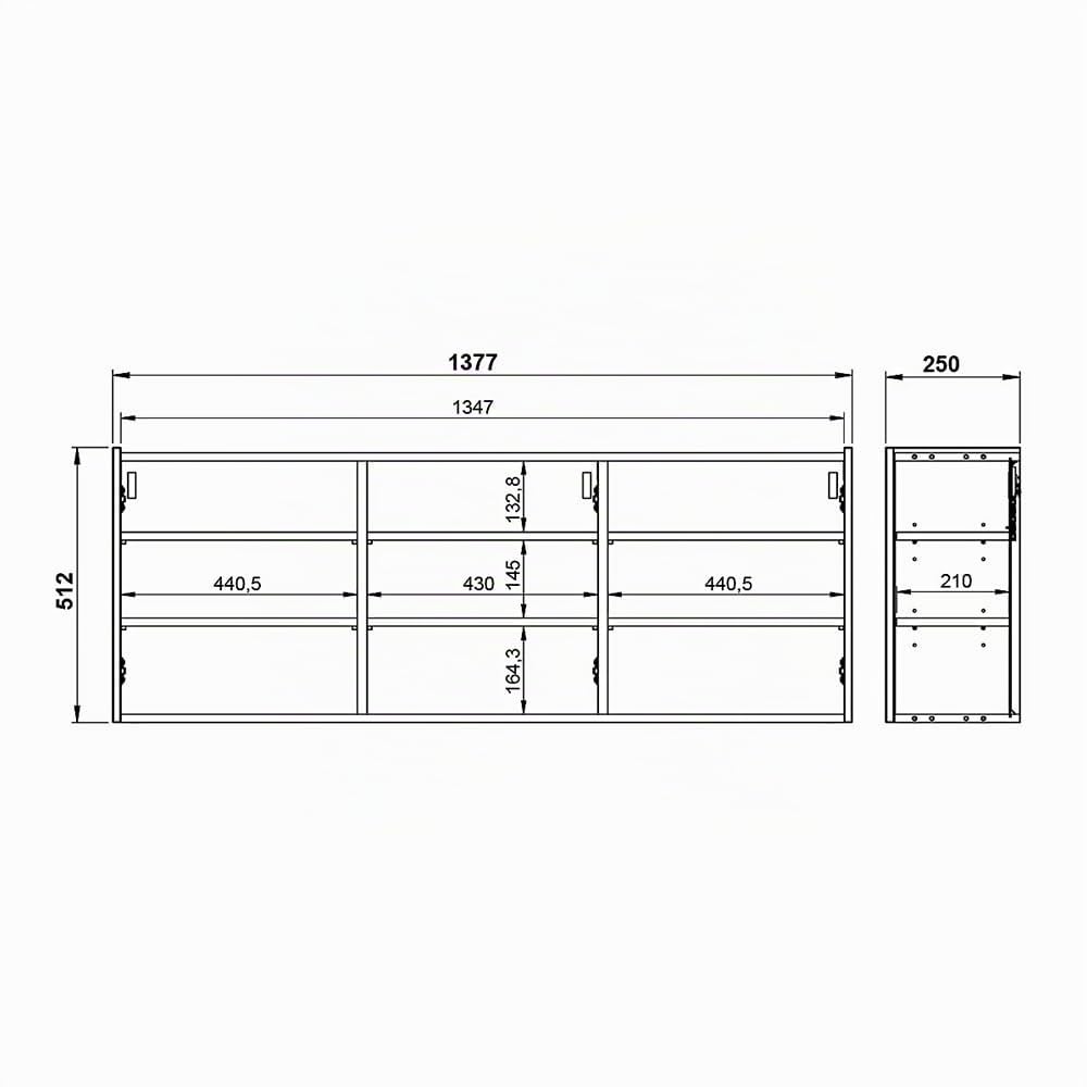 Lomadox Flurschrank Schuhschrank 138cm in weiß mit Eiche ideal für schmale Flure, B/H/T ca. 138/52/25 cm