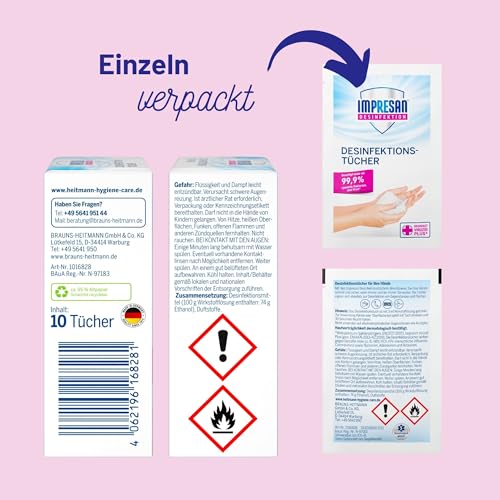 Desinfektionstücher für Hände und Oberflächen von Impresan