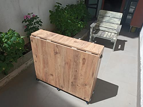 Wooden Folding Movable Dining And Multipurpose Table - Indoor And Outdoor Usage #TOP6