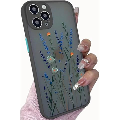 UBUNU for iPhone 14 Pro Max Phone Case with Floral Lavender Flowers Pattern Design for Women Girls 6.7 inch - Black Cover