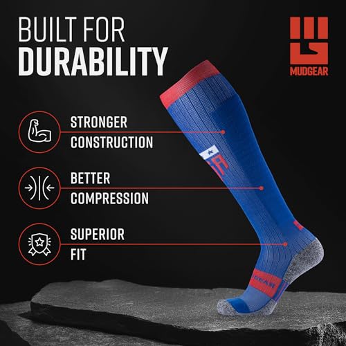 Image of MudGear Graduated Compression Socks, Durable, Sweat-Resistant OCR Performance Socks with Cushioned Footbed, Made in USA
