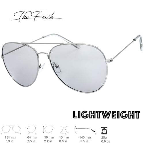 Image of The Fresh Classic Aviator Frame Light Color Lens XL Oversized Sunglasses Gift Box
