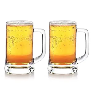CELLO Stern Beer Glass Mug Set of 2, 350 ml | Beer Mugs Straight | Stern Mug Set for Juice, Beer, Beverages