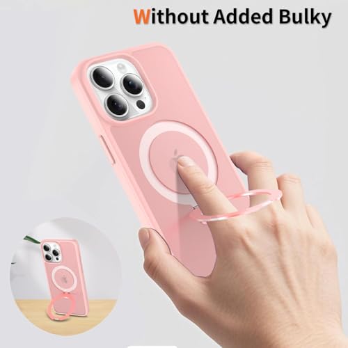 Image of Magnetic for iPhone 15 Pro Max Case, 6.7 inch, Compatible with MagSafe, Rugged Kickstand, Not-Yellowing Military-Grade Protection, Matte Pink