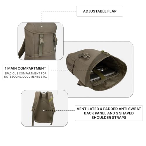 Image of F Gear Dune Dark Beige 18L Premium Canvas Laptop Backpack|Water-Resistant, Office & College Bag, 1 Compartment, 1 Pocket, Padded Laptop & Tablet Sleeves Fits Upto 17 Inch Laptop|Men & Women