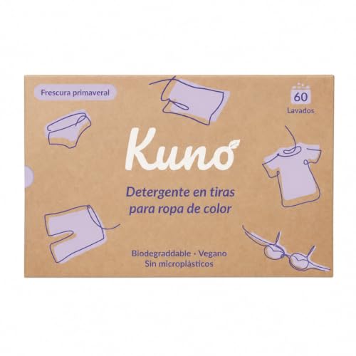Kuno Detergente en tiras para ropa de colores – 60 hojas, vegano y ecológico, para viajes