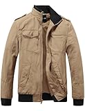 wantdo Men's Military Cotton Jacket Tactical Sports Jacket Khaki Large