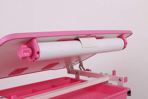 Kids Desk And Chair Set, Functional Children Desk Study Table, Tilted Table Height-Adjustable Desk And Chair Combination With Led Light, Storage Drawers For Boys And Girls, Pink #TOP3