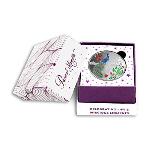 Image of Precious Moments Peacock Rangoli Silver Coin 10 Gram | 20 Gram | 50 Gram | 100 Gram BIS Hallmarked 999 Purity with Gift Box by ACPL