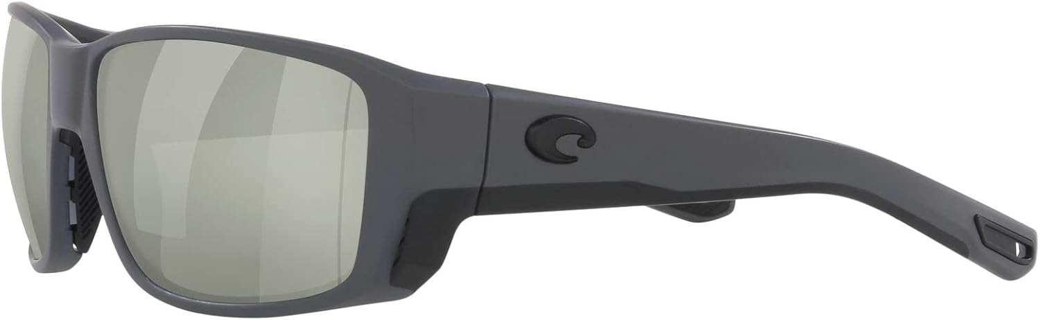 Costa Man Sunglasses Matte Black Frame, Blue Mirror Lenses, 60MM