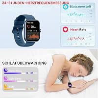 Motast Smartwatch Herren Damen,2026 1,96"HD Bluetooth-5.4-Anrufe Fitnessuhr | Smart Watch Damen,113+ Sportmodi, IP68 Wasserdicht,Schrittzähler/Herzfrequenz/SpO2/Schlafmonitor,Sportuhr für Android iOS – Ansicht 4