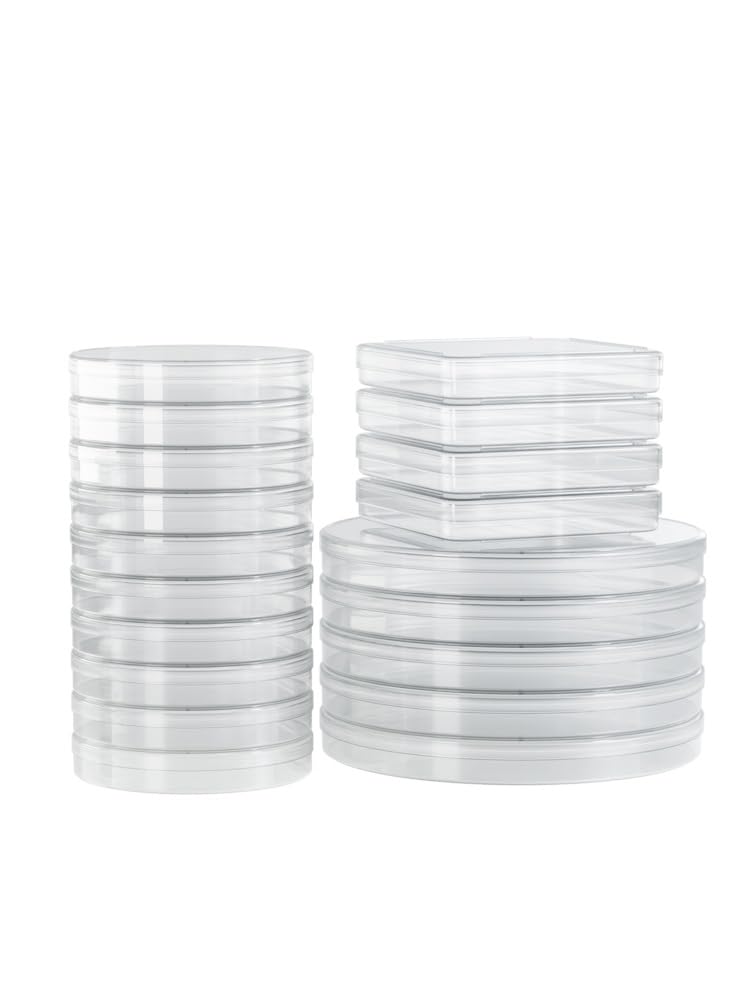 20 Pack of Disposable Round Plastic Petri Dishes - Sterile Culture Dishes for Laboratory Use - Various(90mm 3-Segment)
