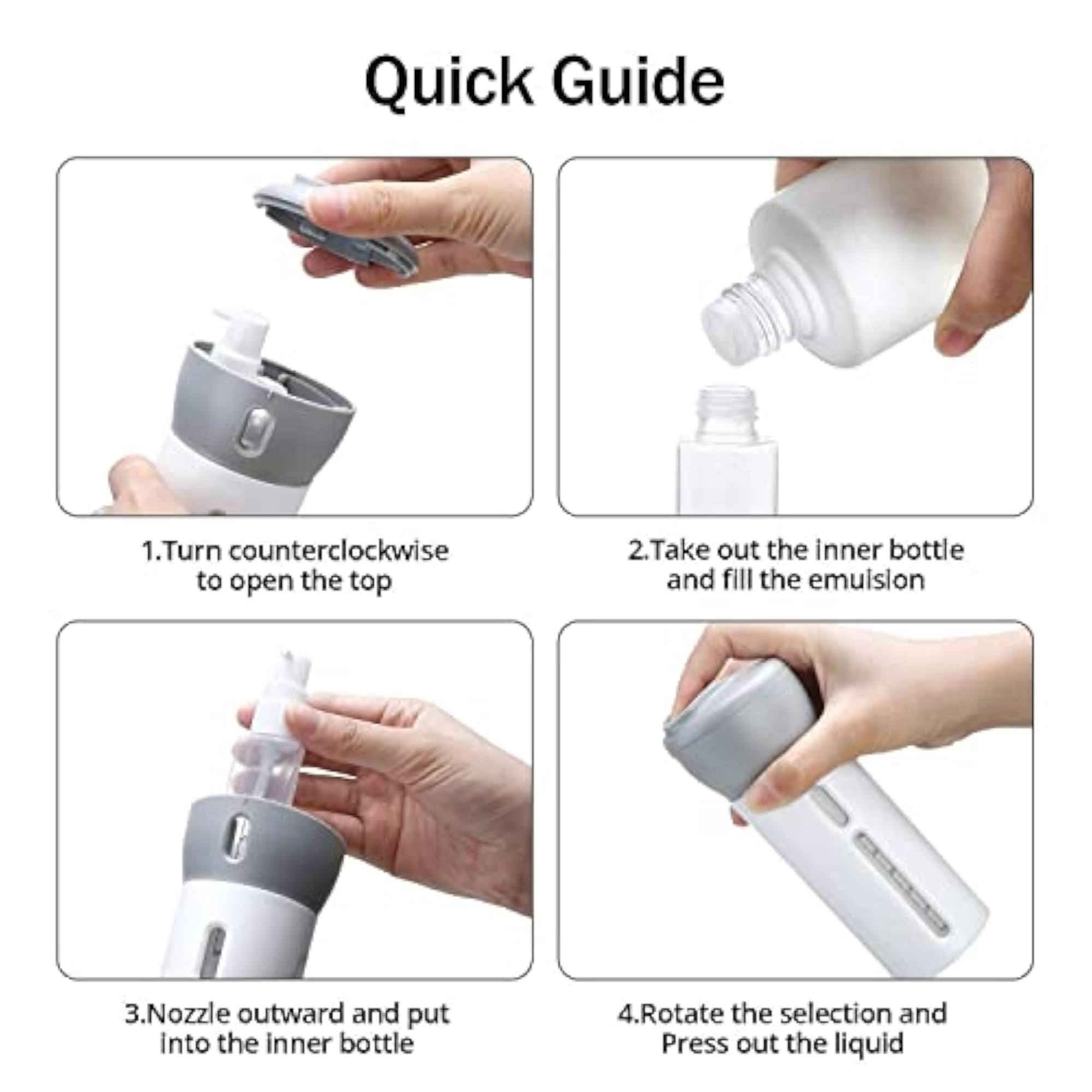 4 in 1 Travel Dispenser Bottle Set, Refillable Cosmetic Containers