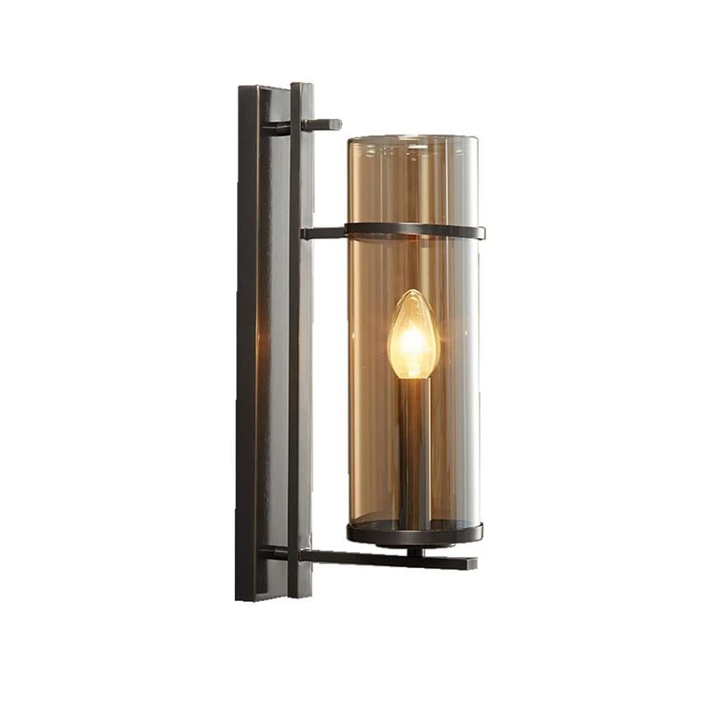 HPTHLY Mid Century Cylindrical Brass Bedroom Wall Sconces Post Clear Glass Wall Lights Fixture Minimalist Bathroom Wall Lamp (Oilrubbed Bronze)