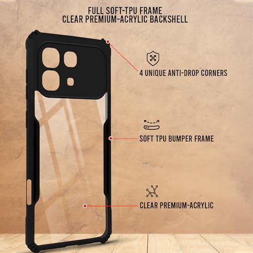 Image of Jkobi Hybrid Back Cover Case for Infinix Note 60 5G (Shockproof with Polycarbonate Clear Panel | Professional Black)