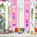 Whaline Easter Porch Sign, Welcome Easter Hanging Banners for Outdoor Indoor Porch Decorations and Home Party Favor Ornament