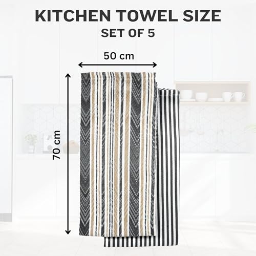 DRAPES & DECOR Pack of 5-Grey Cotton Tea Towels for Kitchen Crafted With 100% Cotton, Extra Large Kitchen Tea Towels Lint Free, Soft and Absorbent Dish Towel For Drying Dishes (50x70cm)-300GSM - Cosy Home Interiors DRAPES & DECOR Pack of 5-Grey Cotton Tea Towels for Kitchen Crafted With 100% Cotton, Extra Large Kitchen Tea Towels Lint Free, Soft and Absorbent Dish Towel For Drying Dishes (50x70cm)-300GSM - Image 2