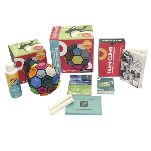 BOULDERBALL Team Climb - Fingerkletterspiel für Teamwork, Feinmotorik & Logisches Denken - Made in Italy - Inkl. Team Climb-Routenset & Liquid Chalk - Geschicklichkeitsspiel für Kinder & Erwachsene