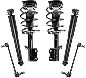 Detroit Axle - Front Struts + Sway Bars + Rear Shock Absorbers Replacement for 2007-2012 Nissan Sentra (Base, S, SL, SR ONLY) - 6pc Set