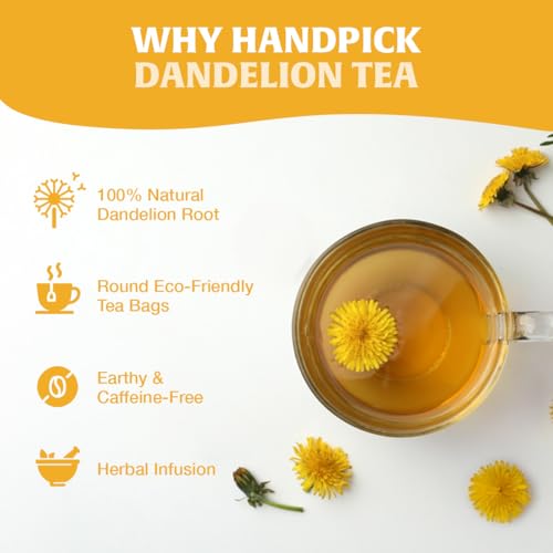Image of HANDPICK Dandelion Root Tea(100 Count)Pure Blend of Dandelion Root & Leaves