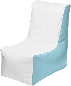 Ocean-Tamer Wedge Boat Bean Bag Chair, Waterproof Beanbag for Dock Camping Outdoor Marine Grade Vinyl Small, White/Ice Blue
