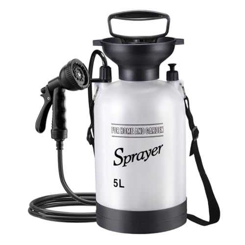 Owddddtnxc Portable Camping Shower, 5L Portable Shower with 10 Modes Sprayer Head and 9.84ft Hose for Garden Picnic Hiking Beach Car Cleaning Camping