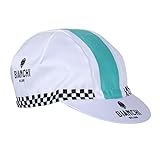  BIANCHI MILANO - Neonkappe Farbe 4310 weiß mit hellblauem Band und kariertem Rand