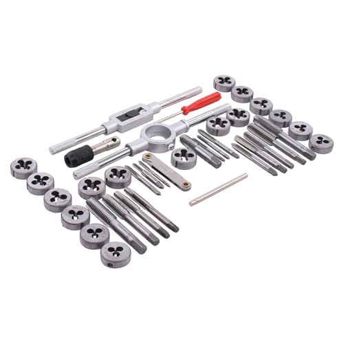 Gewindeschneider Satz 40tlg Gewindebohrer Metrisch M3-M12 Fein Gewinde Schneider Bohrer Werkzeug Set Schneideisen mit Bohrer Gleitgriff Gewindelehre Schneideisenhalter für Feingewinde Autoreparatur