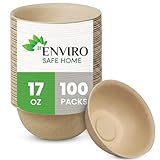 Enviro Safe Home 17 oz Paper Bowls (100 Pack) Disposable Bamboo Bowls - Heavy Duty,...