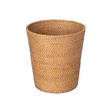 KOUBOO Loma Round Rattan Paper Waste Basket, Trash Can Bathroom, Garbage Bin, Bedroom, Kitchen, Office, Home Desk Small Wicker Bin for Waste, Paper, Honey Brown