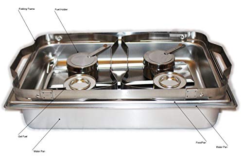 Tigerchef 8 Quart Full Size Stainless Steel Chafer With Folding Frame And Cool-Touch Plastic On Top - Includes 2 Free Chafing Gels And Slotted Serving Spoon (1, 8 Quart Chafer) #TOP3
