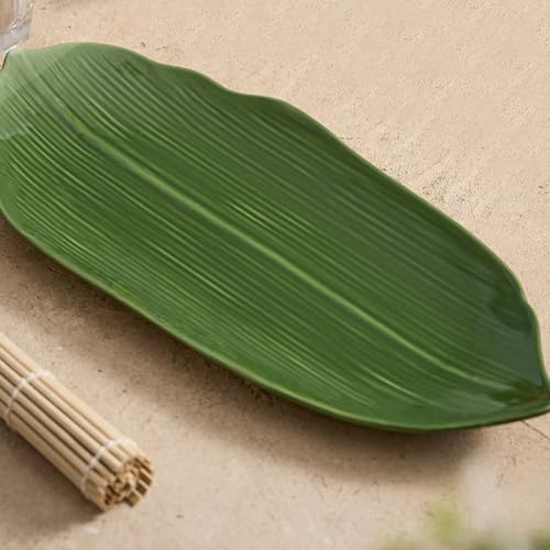 Plato de cerámica para sushi con forma de hoja estilo japonés miniatura 7