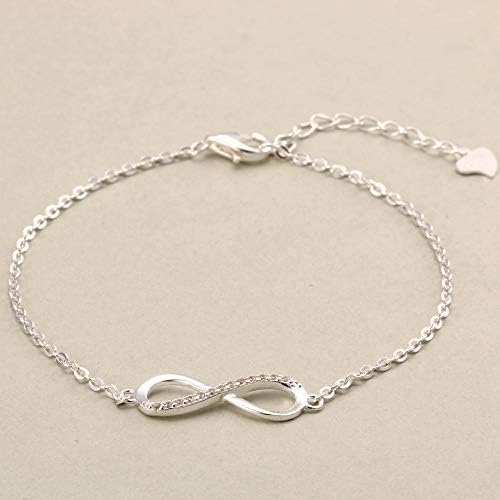 Sllaiss 925 Sterling Silver Infinity Bracelets Endless Love Adjustable Cubic Zirconia Bracelet Jewelry Gifts for Women Girls Hypoallergenic