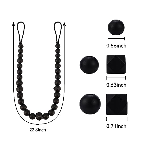 Klogtsind WB-BLACK-1004 Wood Bead Curtain Tiebacks, Klogtsind Set Of 4 Curtain Holdbacks thumb #3