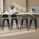 Aesawela Bar Height Bar Stools Set of 4, 30 Inch Bar Stools with Soft Cushion Low Back Modern Barstools for Kitchen Island or Bar, Black