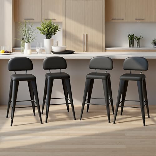Aesawela 30" Bar Height Stools Set of 4, Black