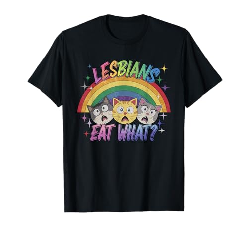 Pride Love Cat Rainbow Costume LGBT Cartoon Lesbian Eat What T-Shirt