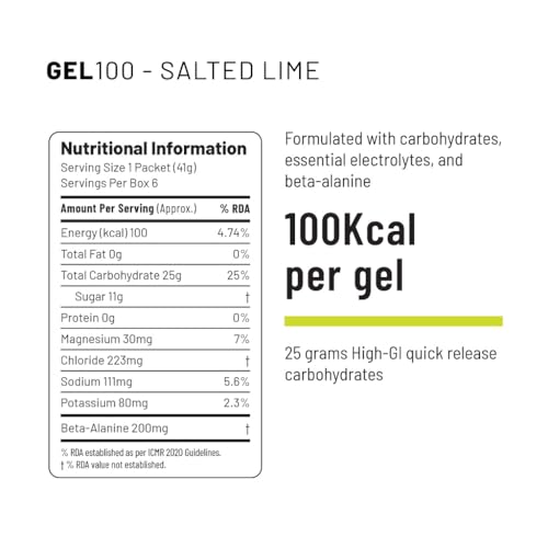 Image of Unived Gel 100 - Vegan Energy Gel for Endurance Athletes Runners & Cyclists - 100kcal - Salted Lime - Pack of 6