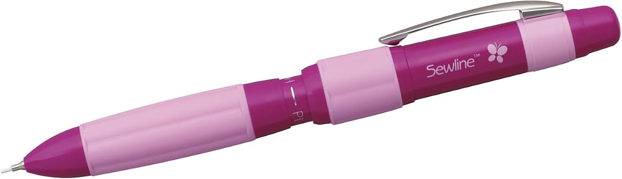 Sewline Fabric Pencil Trio Refillable 3-Color Mechanical Fabric Marking Pencil with White, Black & Pink Leads for Quilting and Sewing