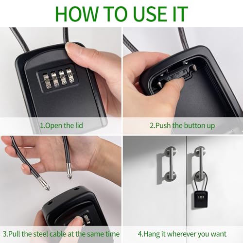 Miniatura 5 de Lumiterra Caja De Seguridad Para Llaves, Impermeable Caja De Llaves Con Codigo 4 Díg, Portátil De Bloqueo, Caja De Cerradura Pared 94 75 37 Mm Para Llaves Libre Para Casa, Oficina