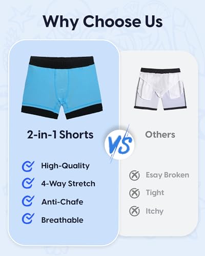 Image of maamgic Boys Swim Trunks with Compression Liner Quick Dry Swim Shorts Anti-Chafe Boy Bathing Suit