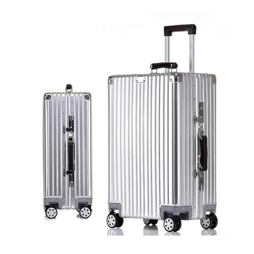 Imagen de Meoky Maleta de Metal Maleta de Aluminio Plateada Maleta de Mano con Ruedas giratorias